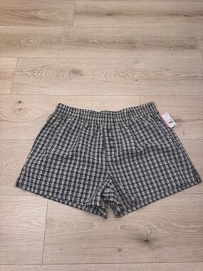 Plaid Cotton Boxer Shorts - Navy & Cream
